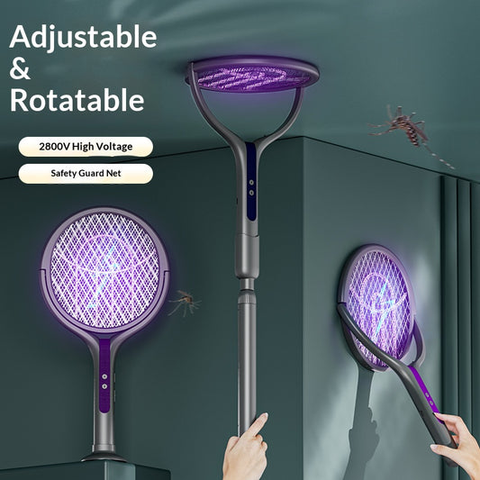 Rechargeable Rotating Head Fly Swatter & Zapper Lamp