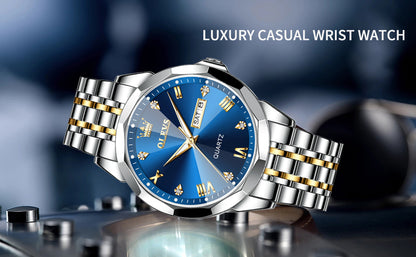 OLEVS Two-Tone Stainless Steel Waterproof Watch