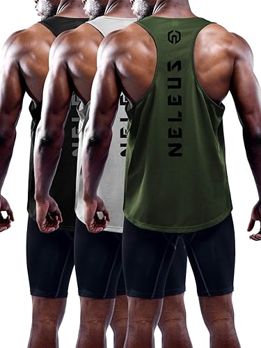 NELEUS Men's 3-Pack Muscle Workout Tank Shirts
