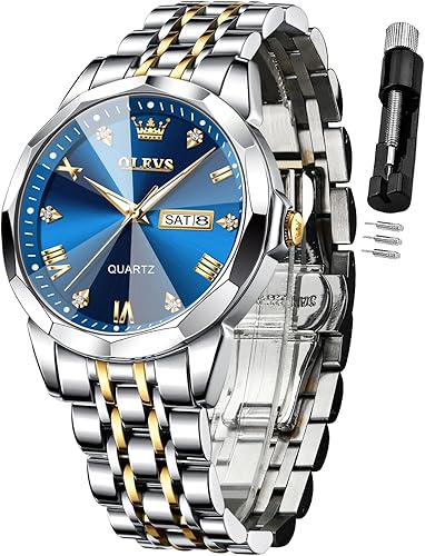 OLEVS Two-Tone Stainless Steel Waterproof Watch