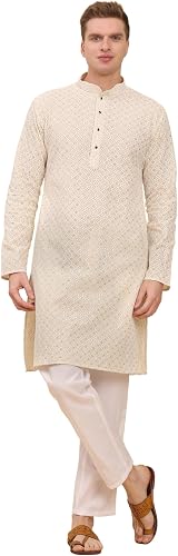Men's Cotton Sequined Embroidered Festive Kurta