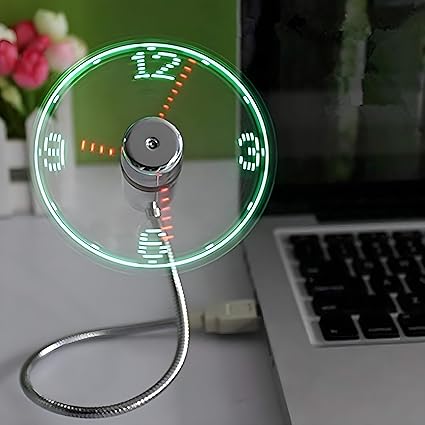 LED USB Clock Fan with Real-Time Display
