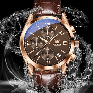 OLEVS Men's Leather Chronograph Watch