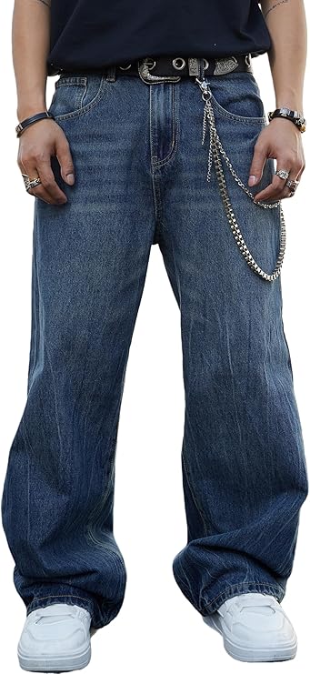 MZNBURAM Y2K Hip Hop Loose Fit Denim Trousers