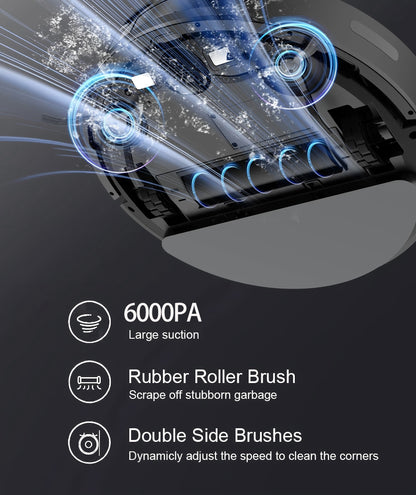 Smart 6000Pa Robotic Vacuum Mop for Pet Hair